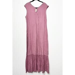 Grizas Sleeveless Linen Maxi Dress in Wild Berry Lagenlook Layer Size Large
